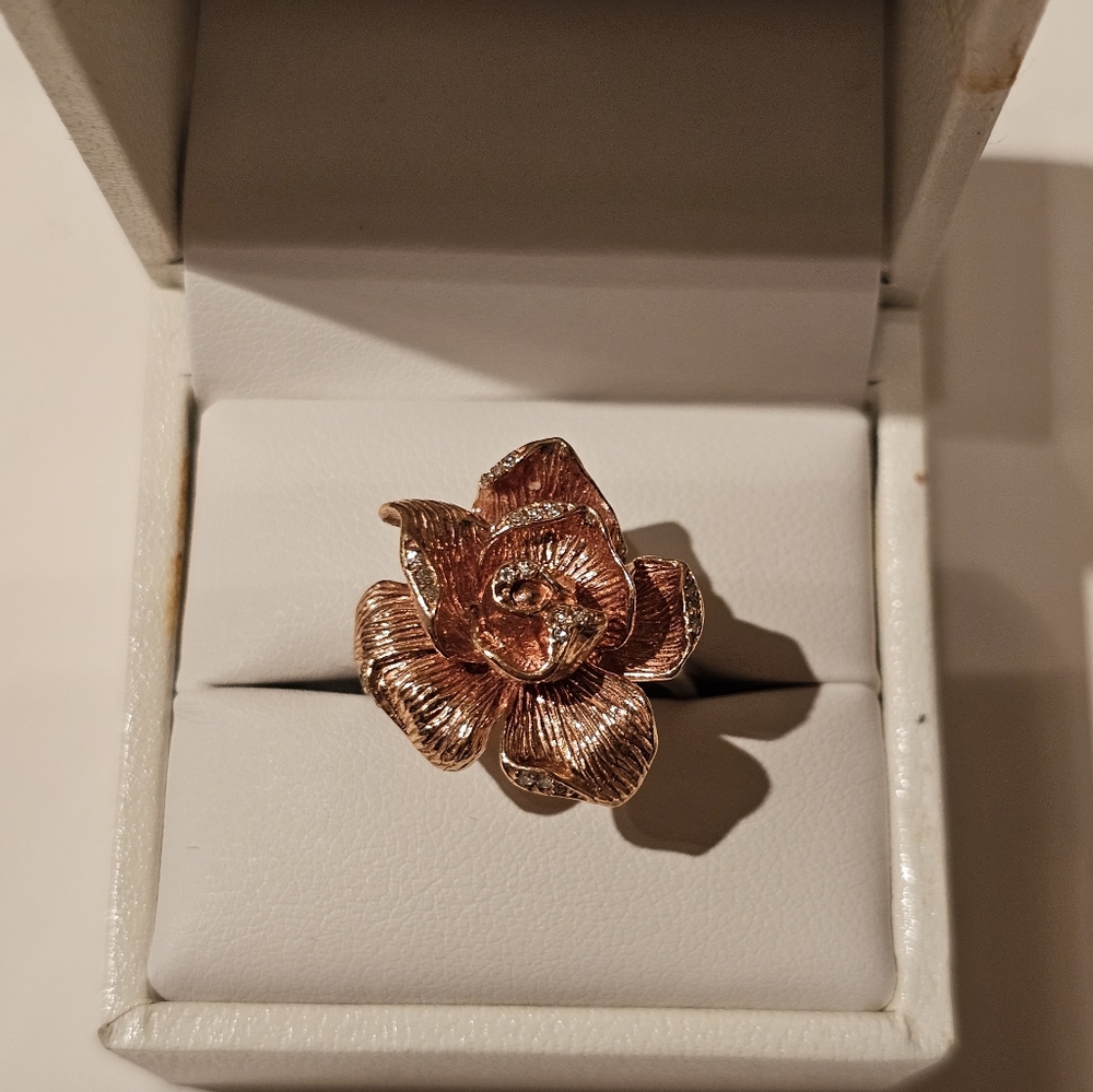 EFFY 14k Diamond Flower ring sz 7.5
